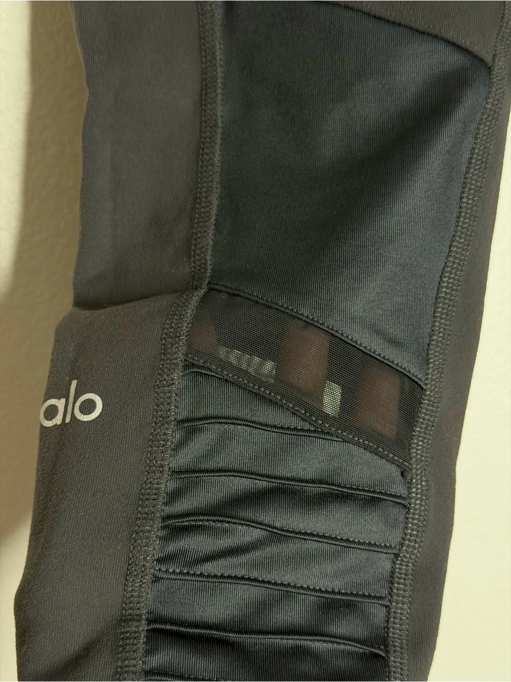 ALO Yoga Moto Leggings Tights Graphite Gray Mesh Panel Size S